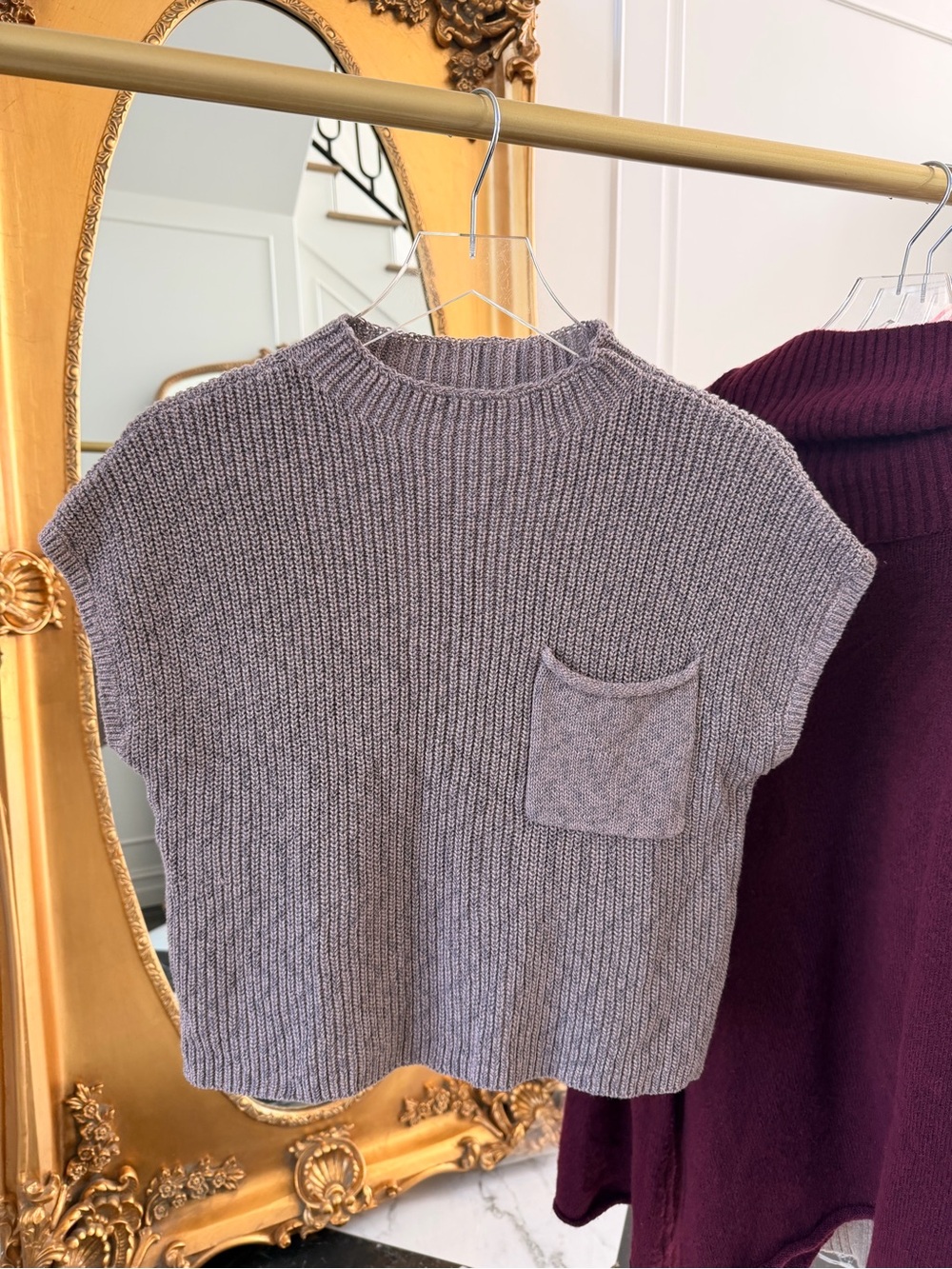 Free People short sleeve knit top in heather gray